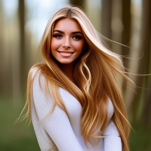 Golden Haired Woman with Deep Brown Eyes