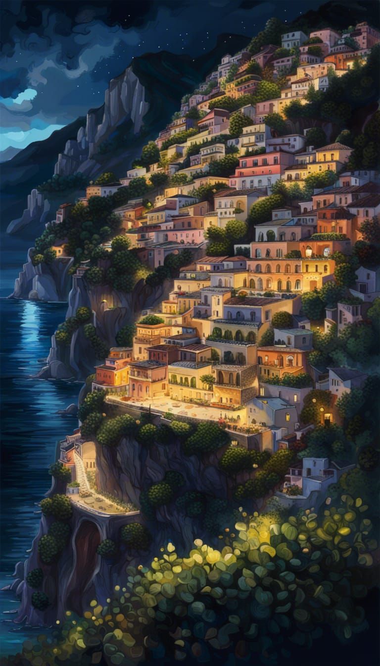 Amalfi coast streets by night