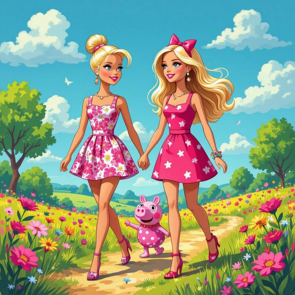 Barbie and Peppa's Whimsical Walk