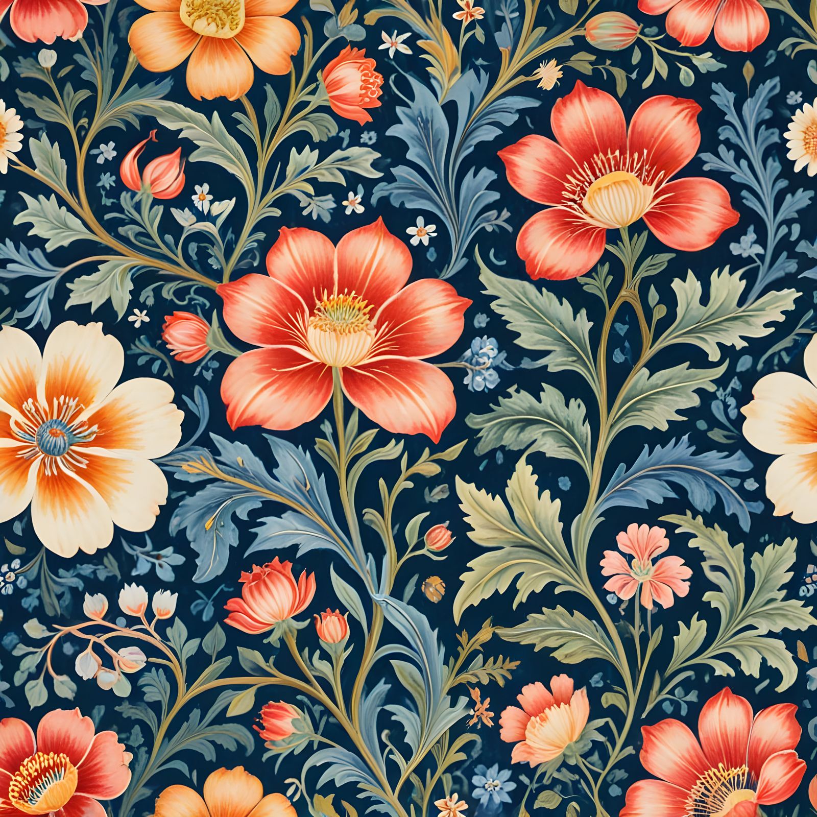 Victorian-Inspired Floral Calico Fabric