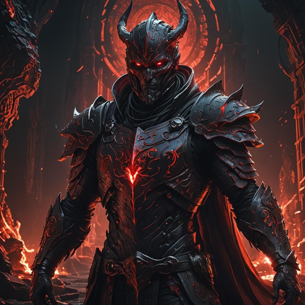 Dramatic Fantasy Figure with Red Highlights