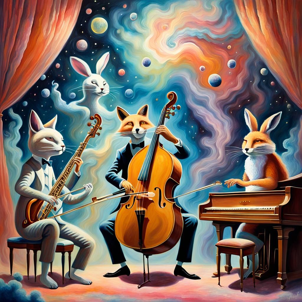 Cosmic Surrealist Jazz Musicians in Nebulae