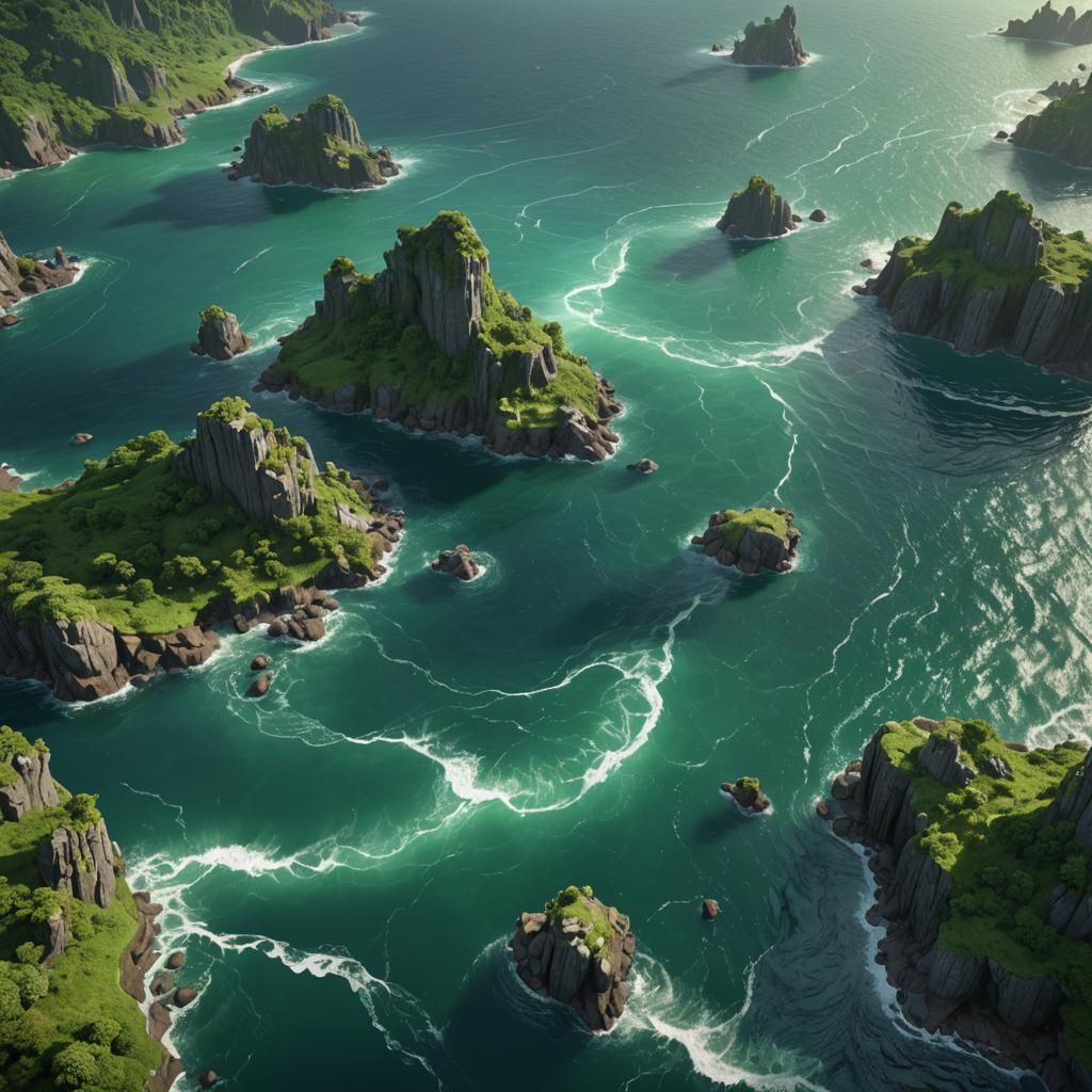 Calm Green Ocean: Detailed Matte Painting