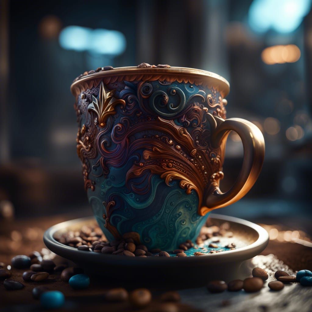 Flawless Coffee Cup: Detailed Matte Painting