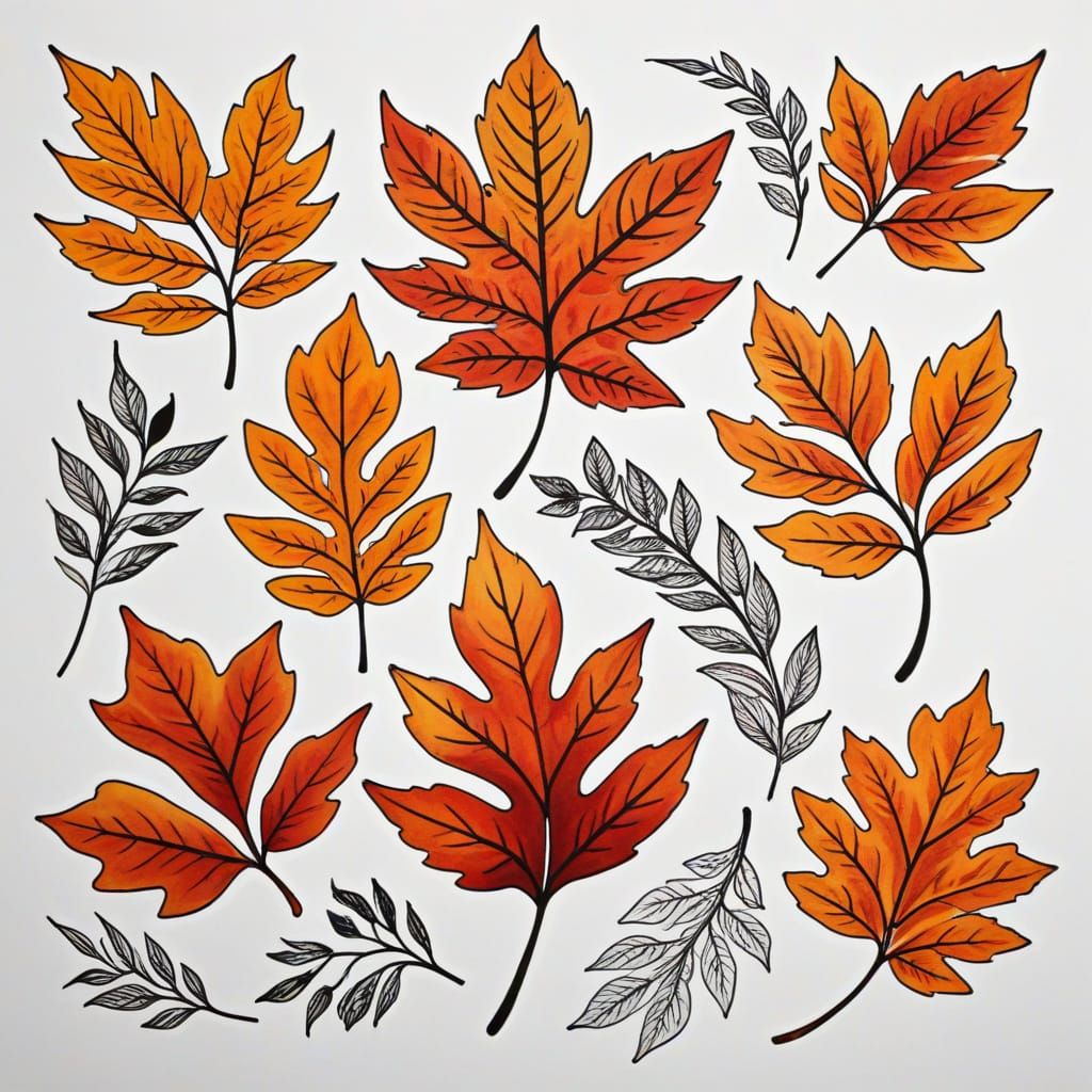 Autumn Leaf Tattoo Designs in Reds, Oranges, Browns