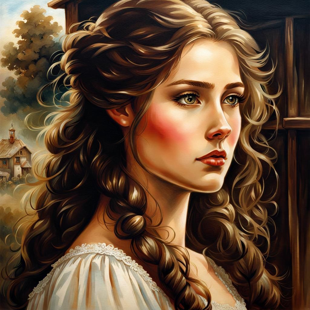 Ethereal Portrait of 19th Century Girl, Gothic Art