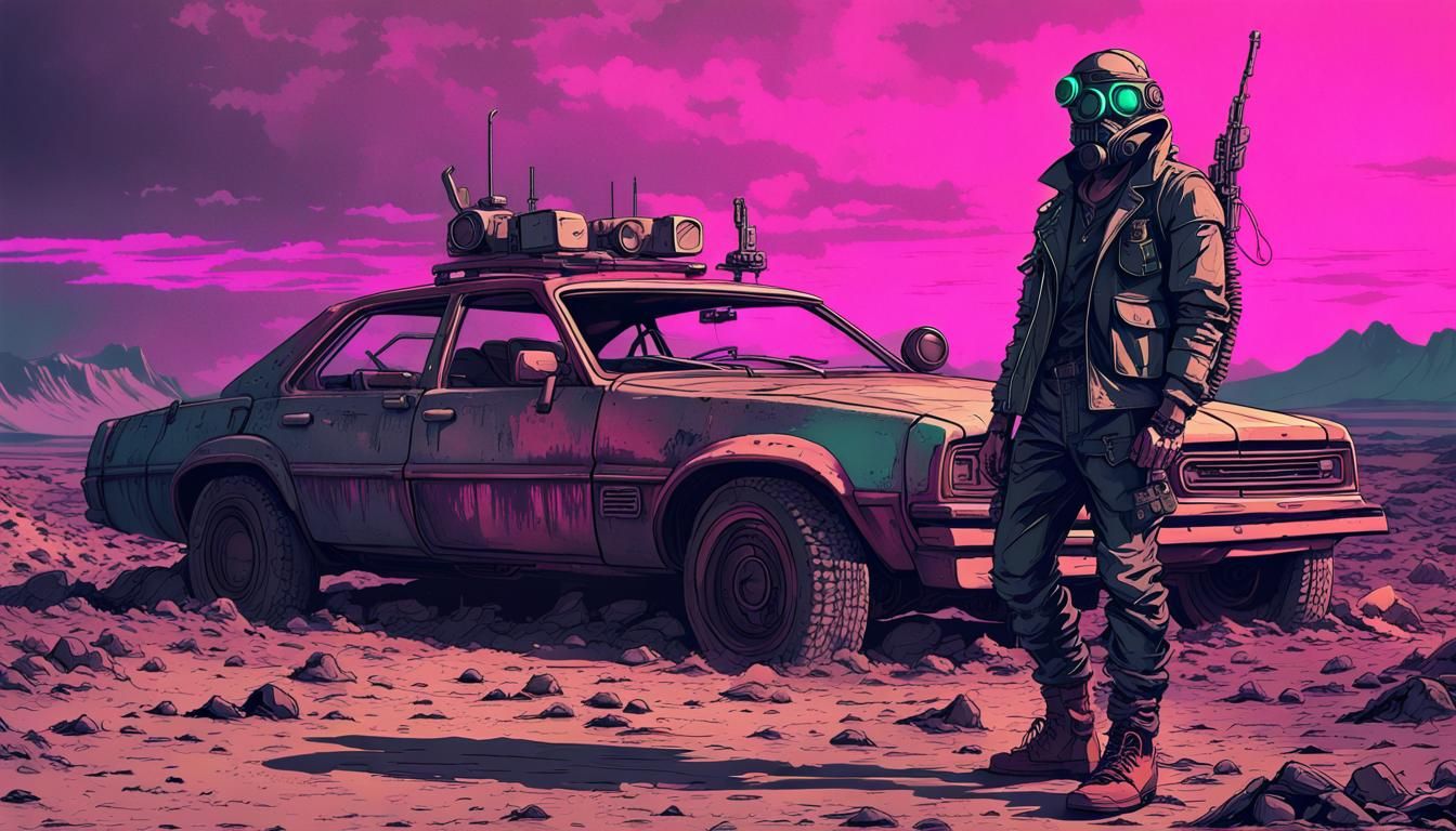 Wasteland Warrior in Dystopian Post-Apocalyptic World