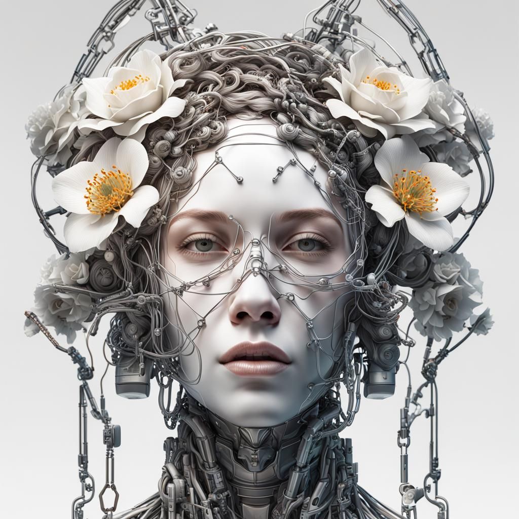 Surreal Anatomy: Woman's Head in Futuristic Art
