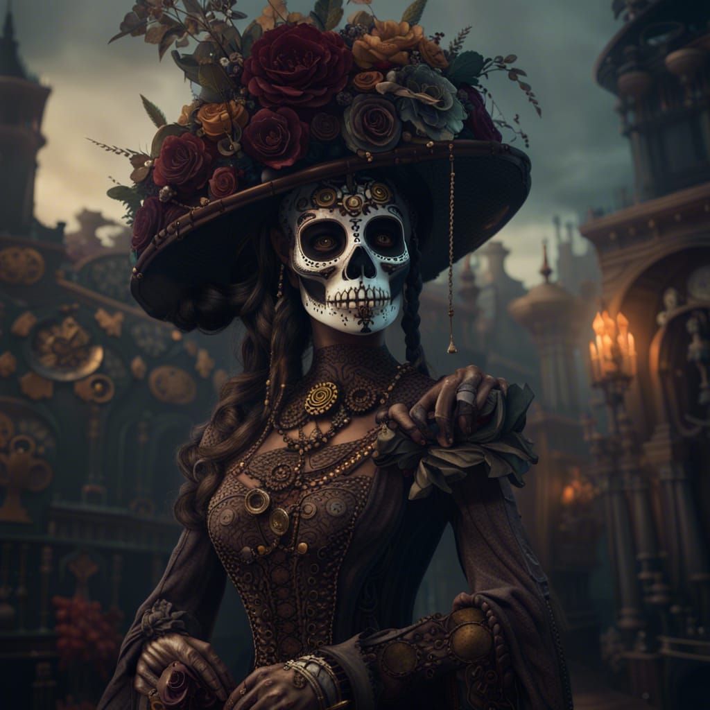 Steampunk La Llorona Día de Muertos: Detailed Art