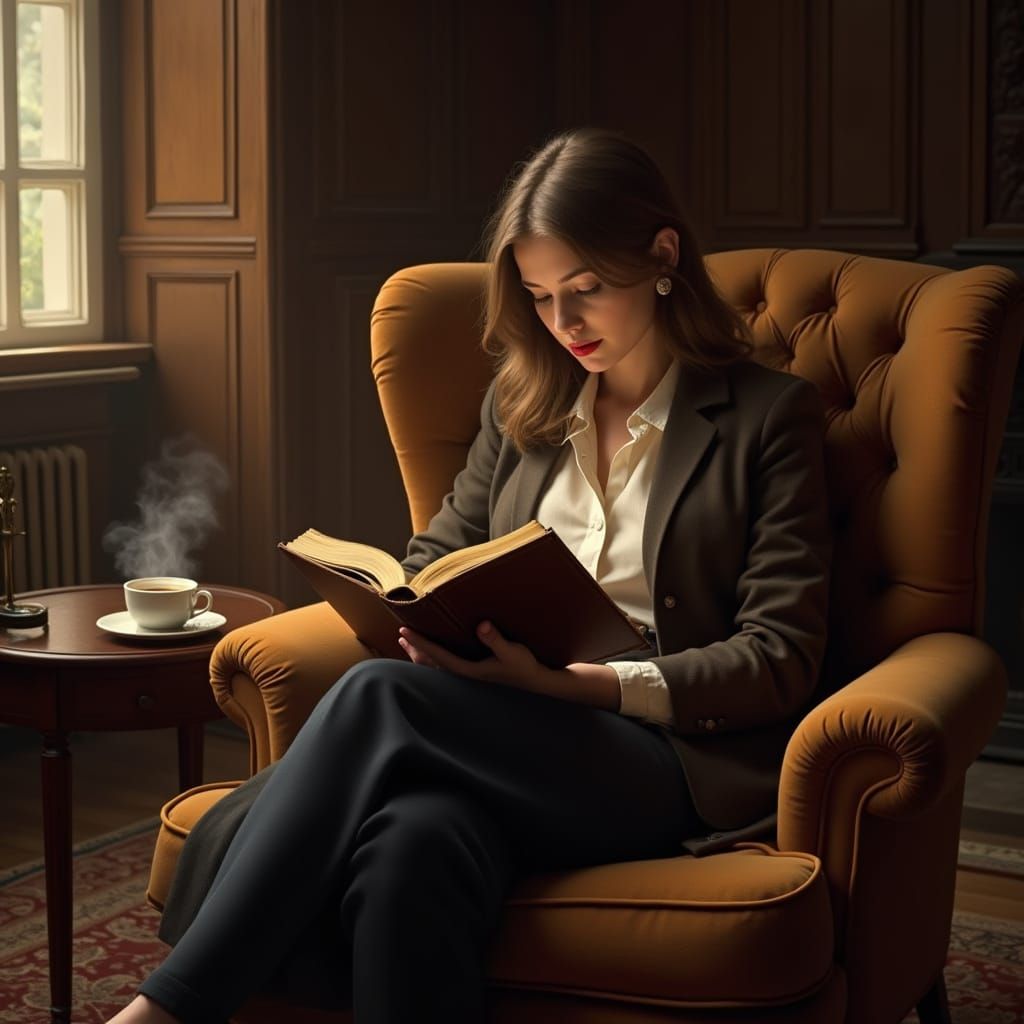 Cozy Study with Warm Golden Tones