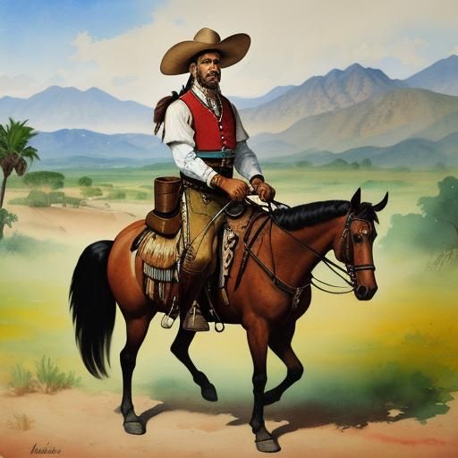 Mexican Scout in Spanish California: Watercolor Painting