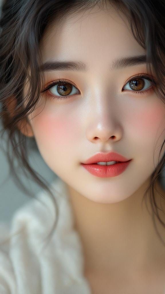 Beautiful East Asian Woman: Photorealistic Art Nouveau Portr...
