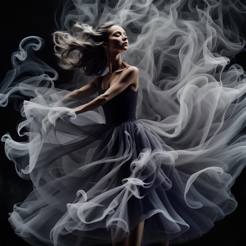 Smokey Ballerina Dance: Surreal Abstract Composition