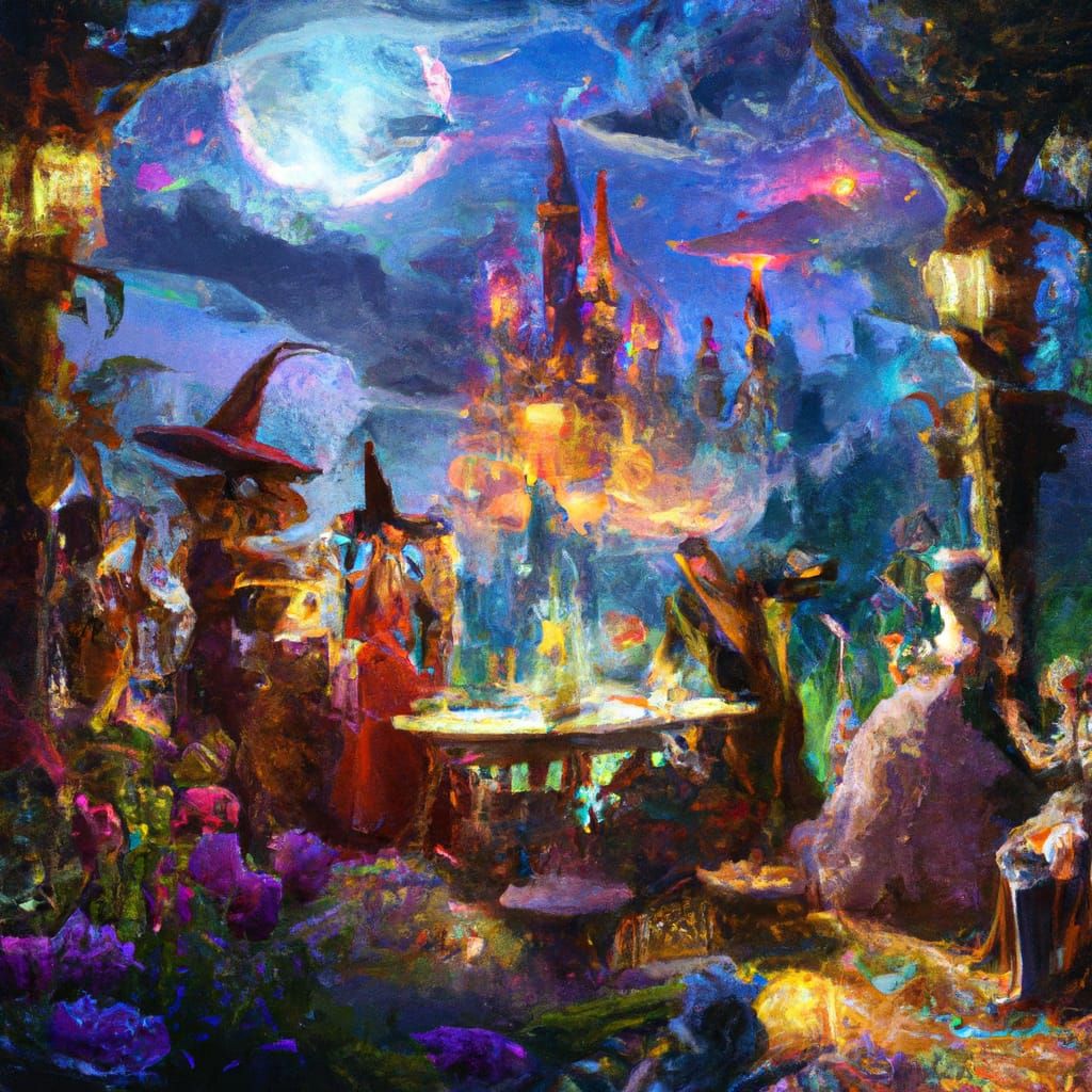 Enchanted Garden Scene Under Moonlight