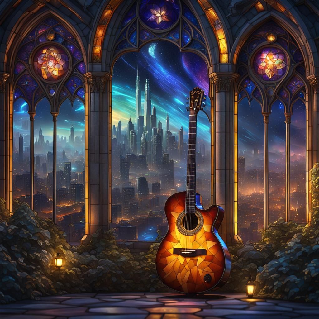 City of Stars: 3D Stained Glass Music Scene