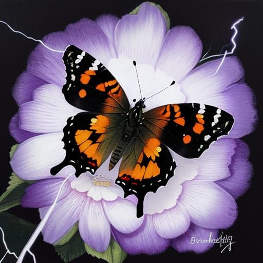 Butterfly Takes Refuge in Flower During Stormy Weather in Ze...