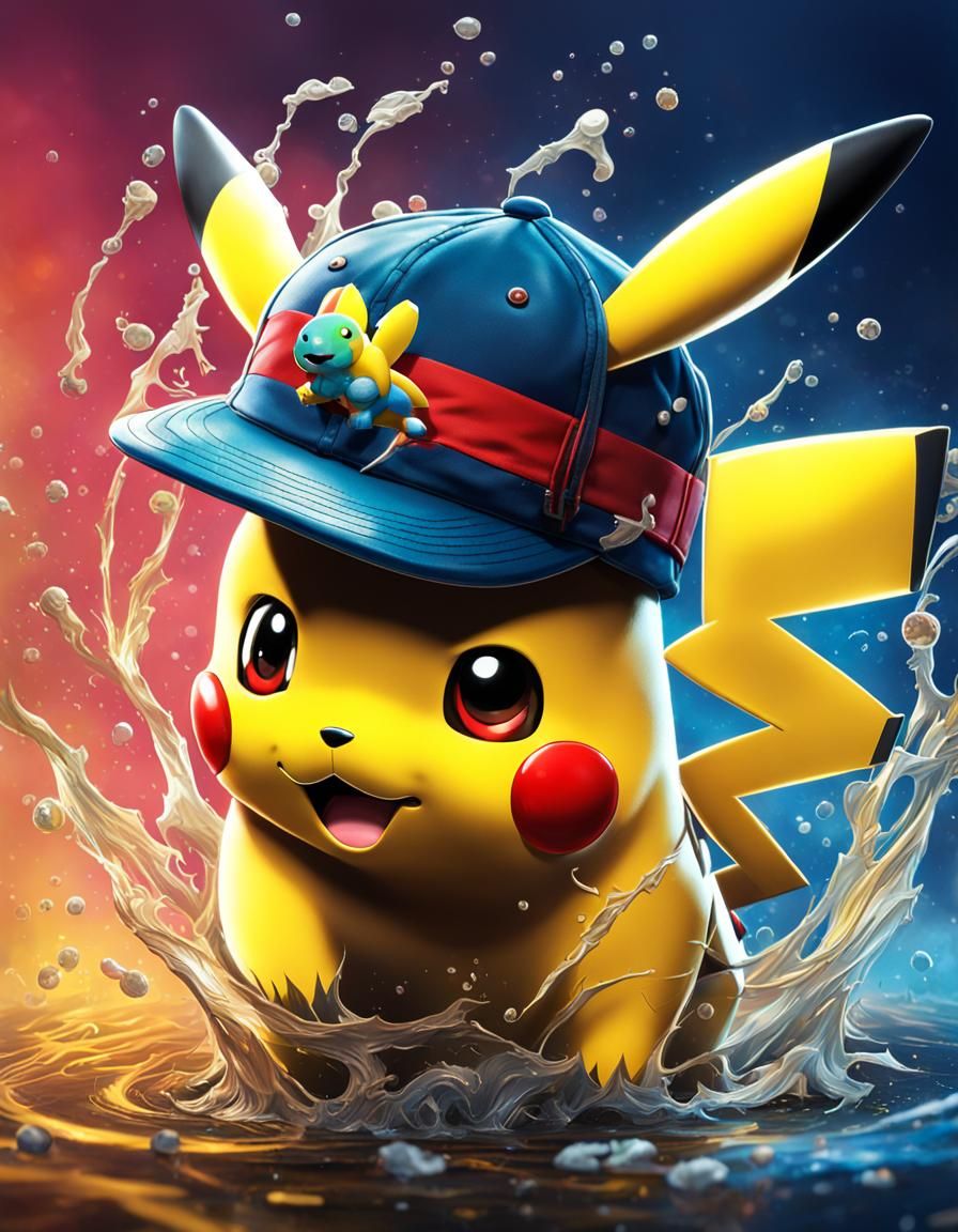 Pikachu with Marley Hat in Hyperrealistic Style