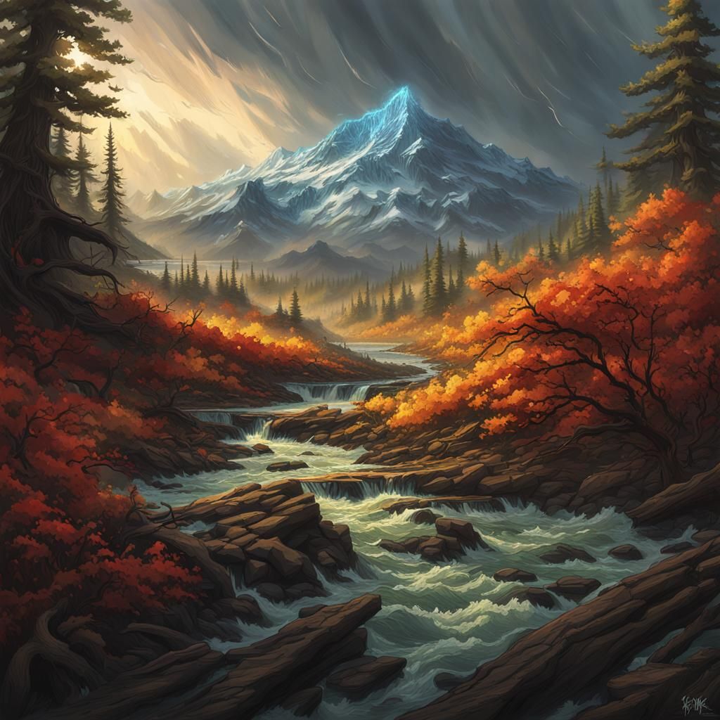Hyperdetailed Nature Fury in Painterly Style
