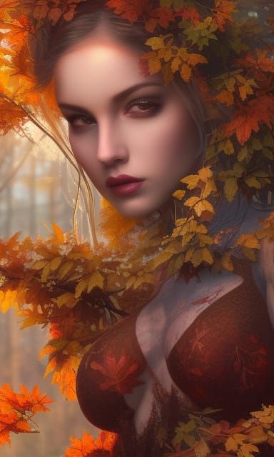 Autumn Fae Woman with Nature Magic Aura