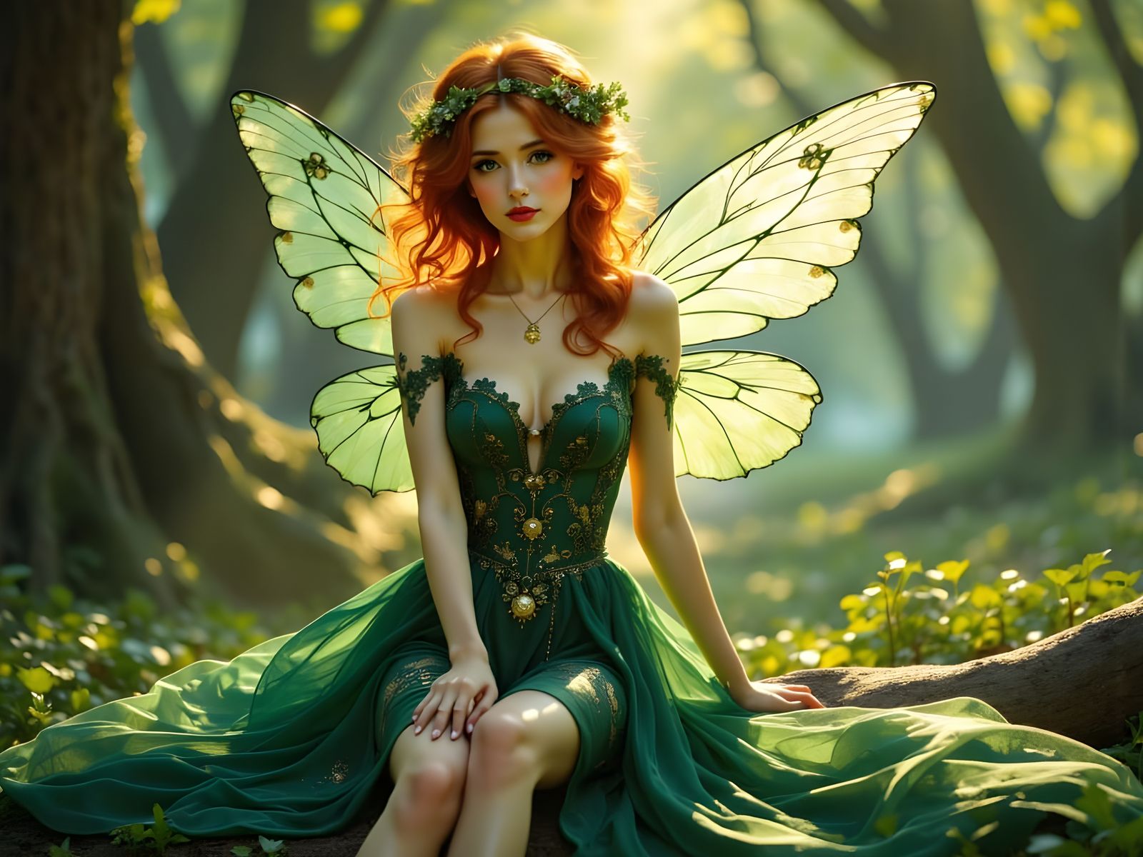 Ethereal Fairy Queen in Art Nouveau Style