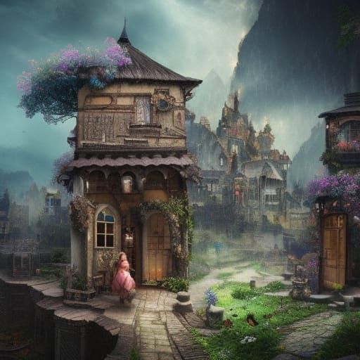 Fantasy Village on Hand: Digital Matte Painting