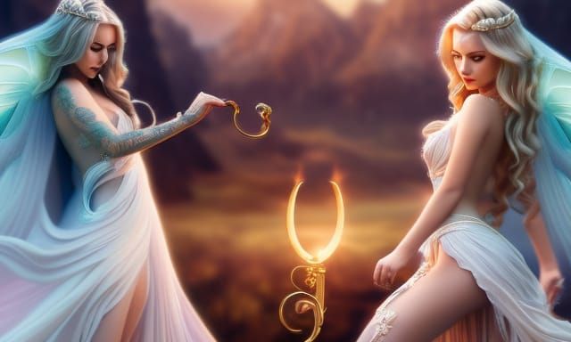 Keyblade Angel Goddess in Fantasy Castle Setting