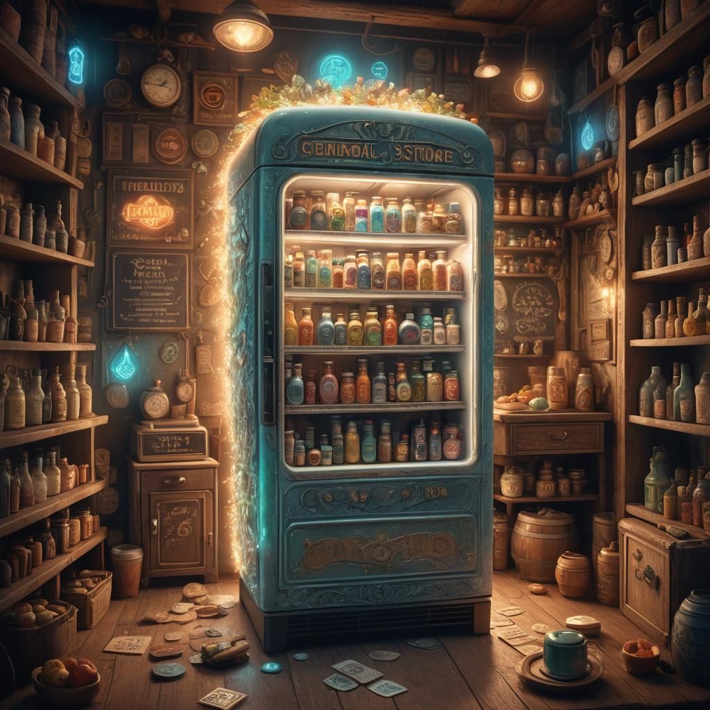 Mystical Vintage Fridge in Fantasy Concept Art