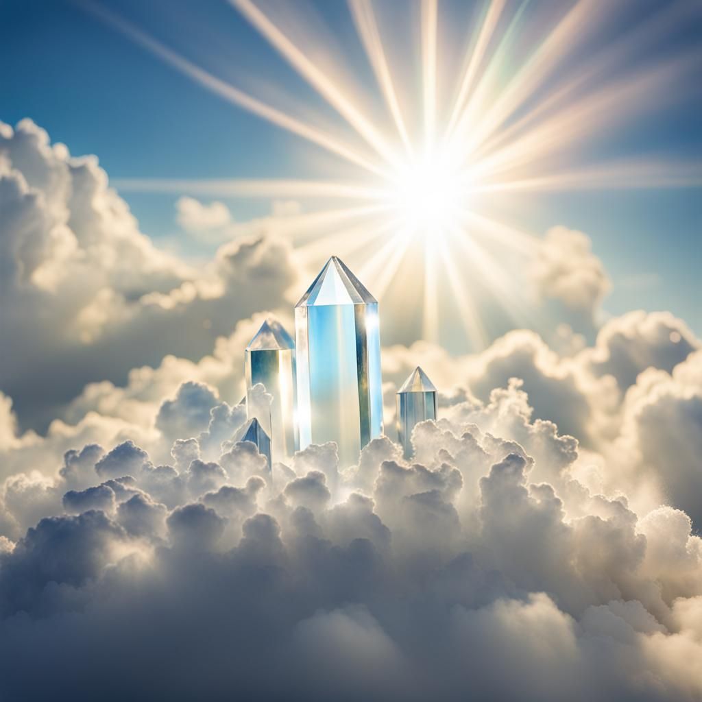 Radiant Crystal Bathed in Heavenly Sunshine