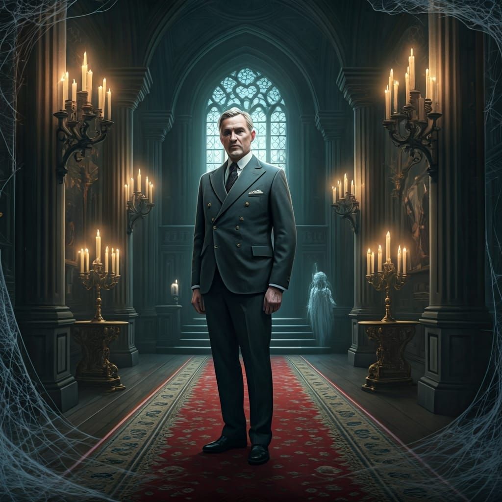 Colonel in Castle with Ghost, Mystical Realism