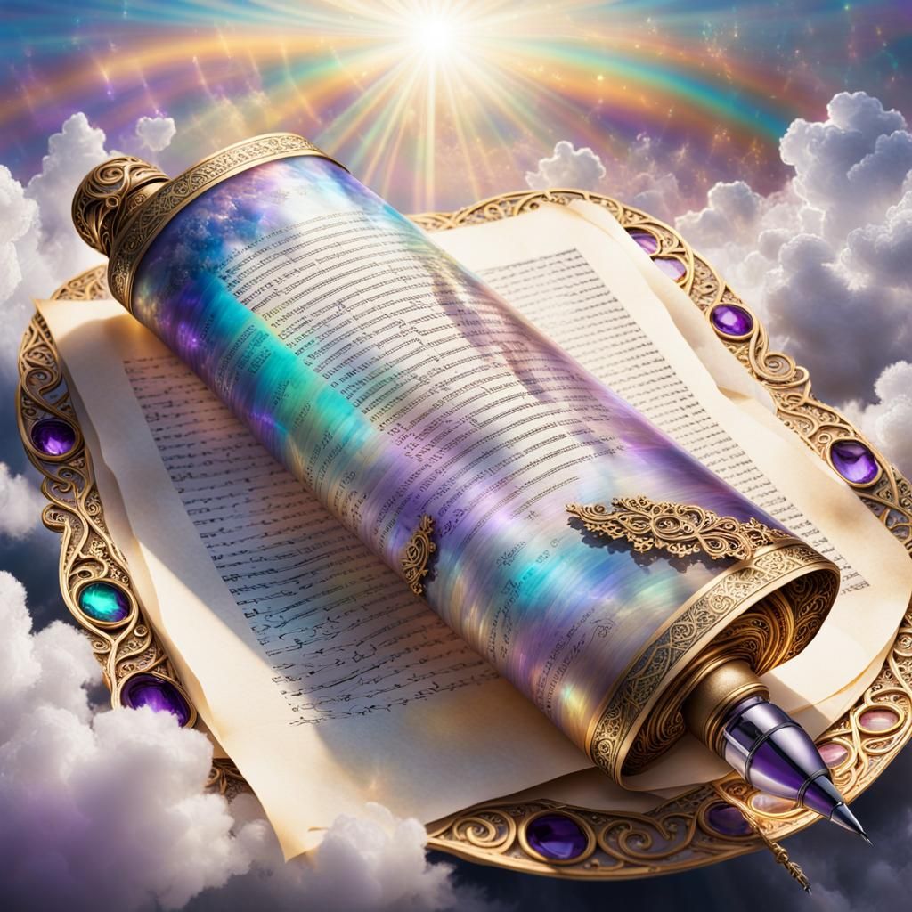Divine Cosmic Scroll in Heavenly Light