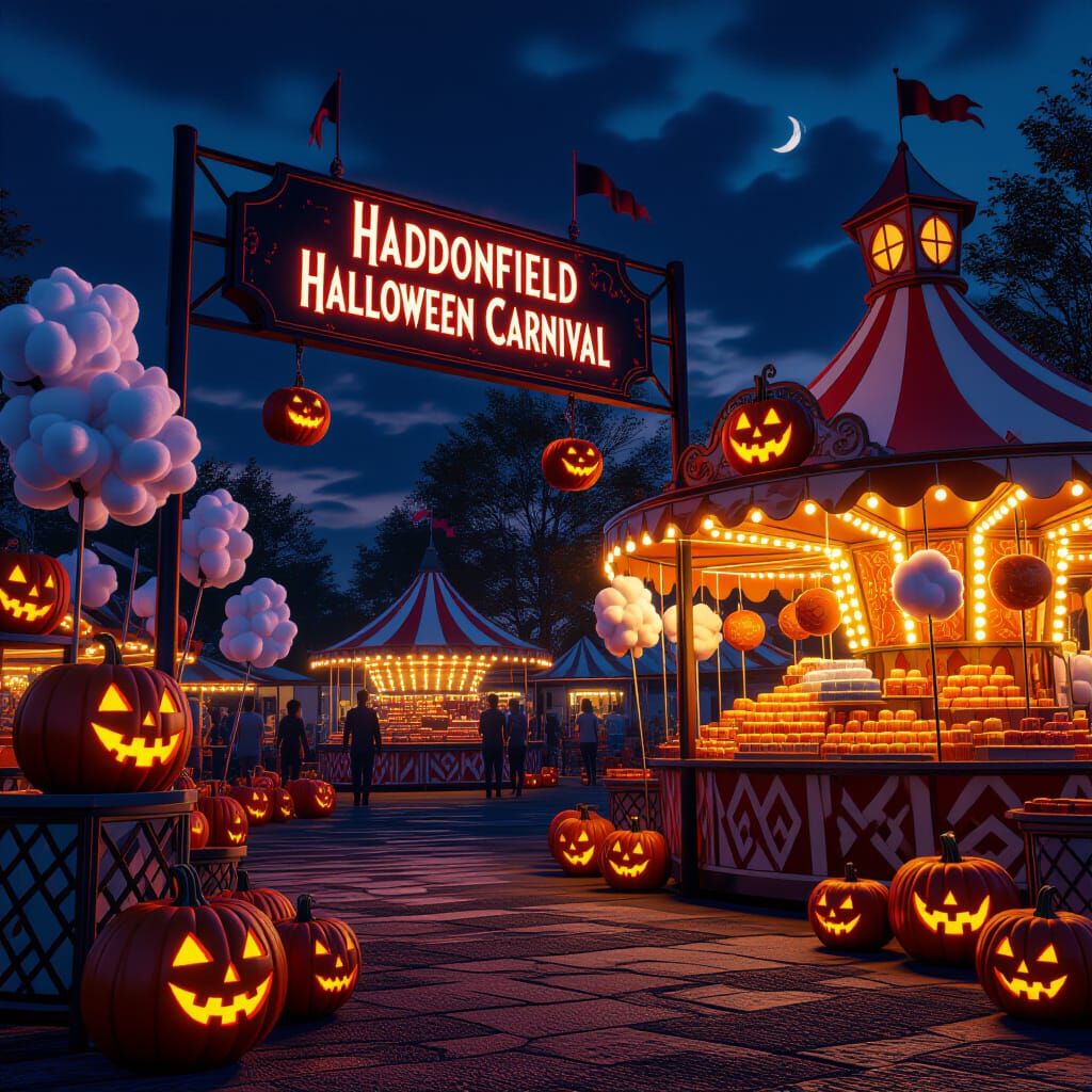 Haddonfield Halloween Carnival with Jack O Lanterns and Cand...