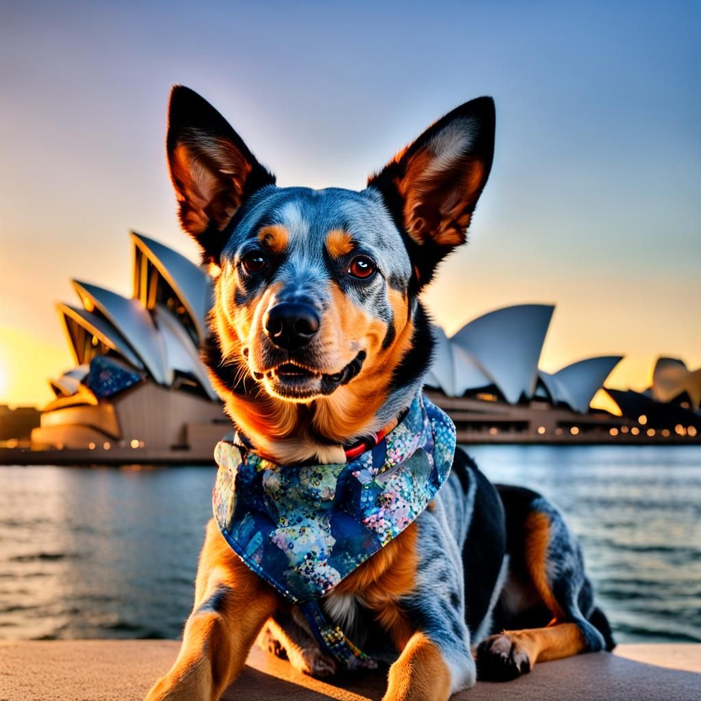Bluey at the Sydney Opera House Sunset