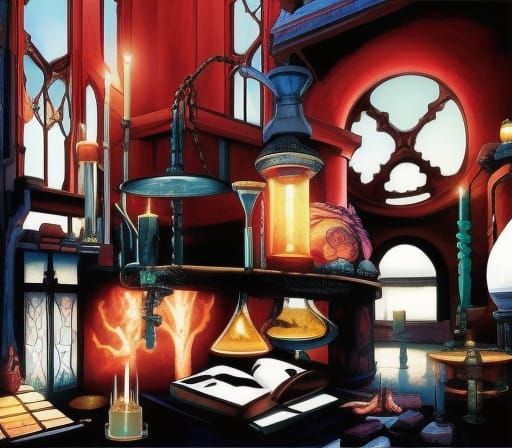 Aetherpunk Alchemy Lab with Magic and Machines