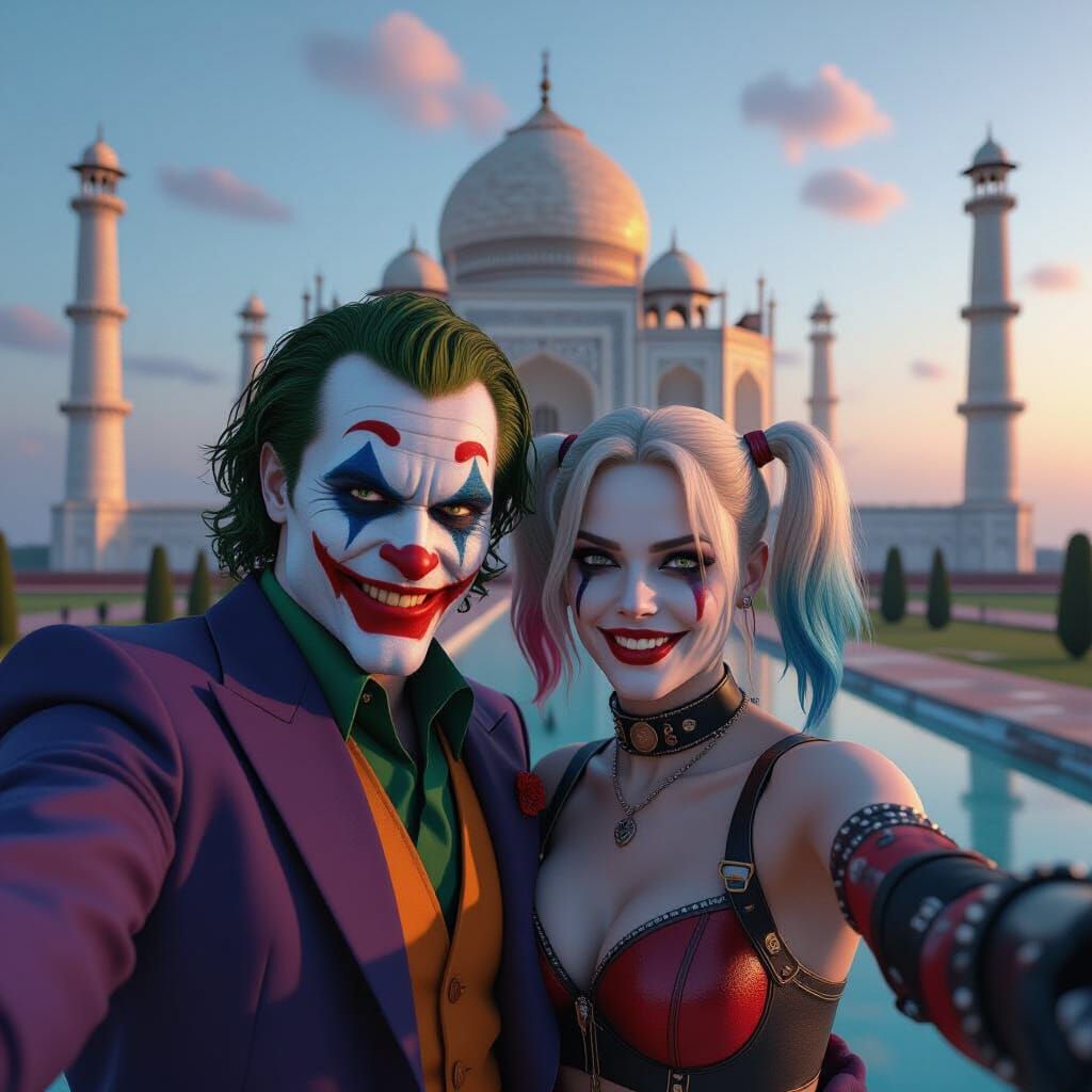 Joker and Harley Quinn Selfie at Taj Mahal