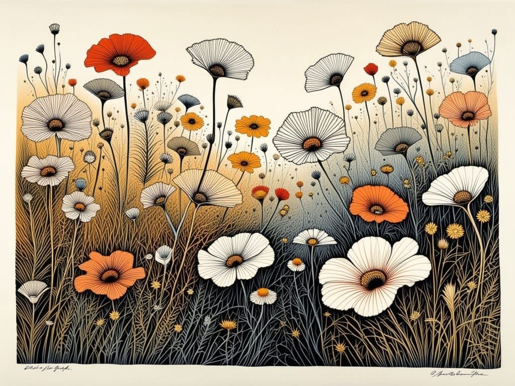 Whimsical Wildflowers in a Dreamlike Watercolor World