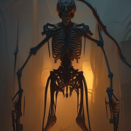 Detailed Skeleton in Dark Fantasy Art Style