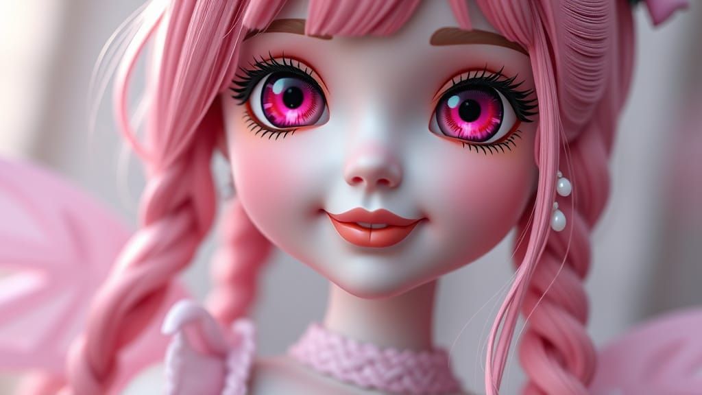 Chibi Kawaii Doll in Fairytale Setting, Rendered in 8K HDR