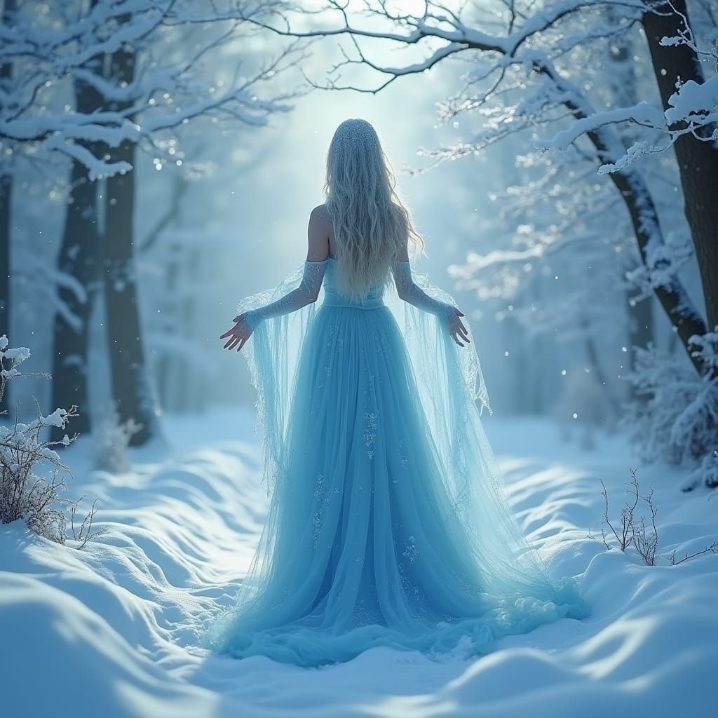 Ethereal Winter Goddess in a Frosty Wonderland
