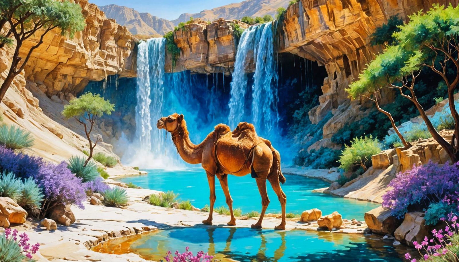 Ein Gedi Oasis: Impressionistic Desert Waterfall