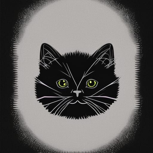 Fluffy Black Cat Soot Sprite in Pop Art Style
