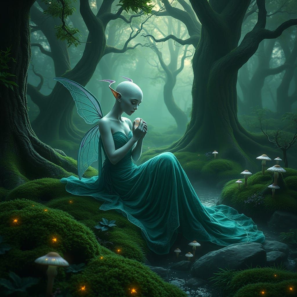 Whispering Forest Fey Amidst Verdant Moss