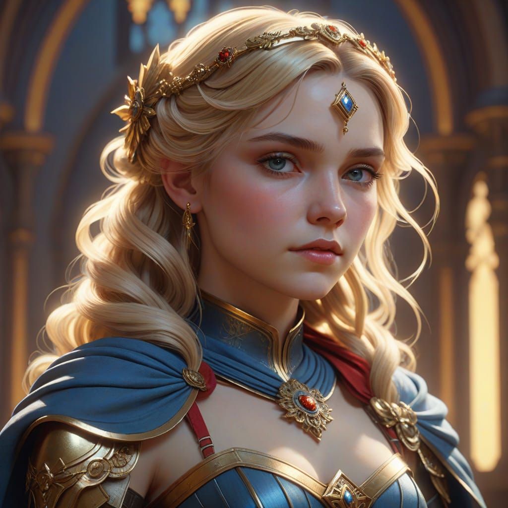 Elegant Victorian-Style Female Knight Portrait