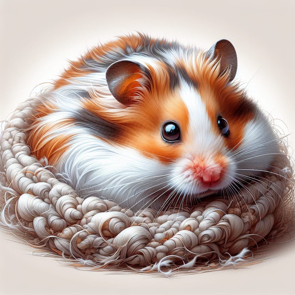 Syrian Hamster Peeking Out of Nest