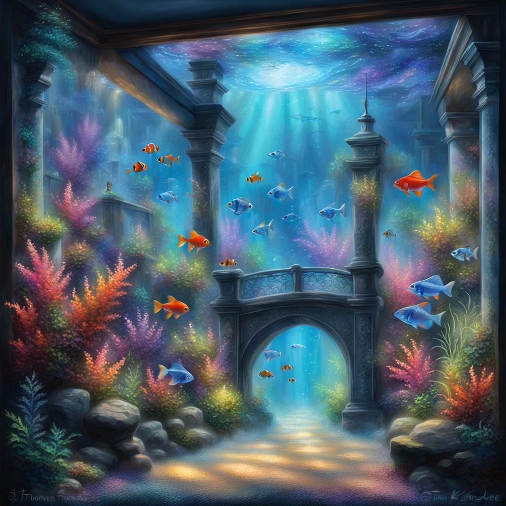 Neon Fish Aquarium in Ethereal Fantasy Style