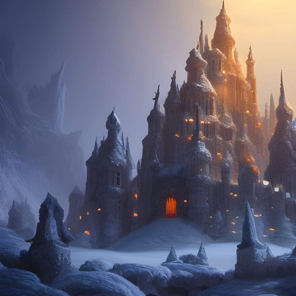 Fantastical Snow Castle in Detailed Matte Painting