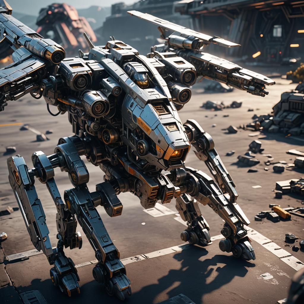 Futuristic Sci-Fi Plane with Intricate Mech Details