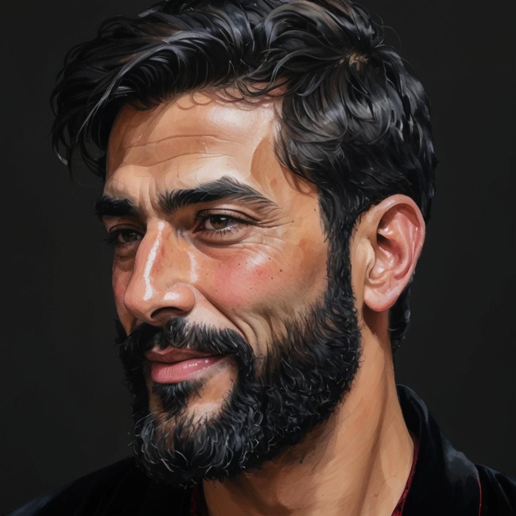 Man in Black Velvet Robe, Alcohol Ink Style