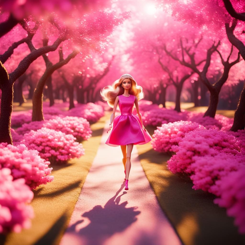 Barbie Doll Runs in Pink Fantasy World