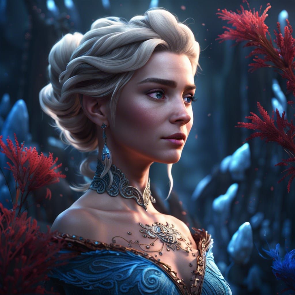 Elsa in Detailed Matte Painting Style