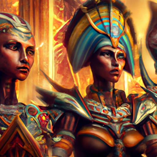 Vibrant 3D Render of Egyptian Goddess Hatmehit